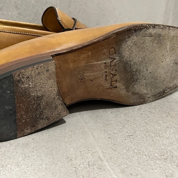 CANALI Light Brown Thick Stitch Penny Loafer Dress Shoes sz 42 US 9 - Picture 7 of 8